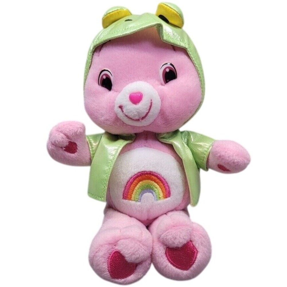 Care Bears Cheer‎ Bear Plush Pink Frog Raincoat Costume 2007 Play Along 11 Inch